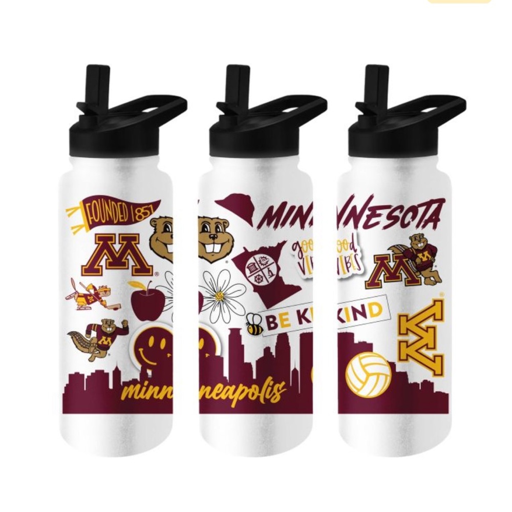 NEW⭐️University of Minnesota Golden Gopher NCAA 34oz Quencher Stainless Bottle